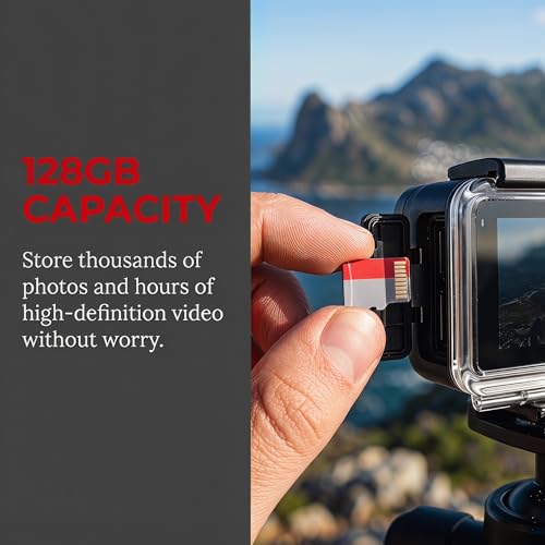 128GB Micro SD Card, UHS-I, C10, A1, High Speed Transfer, Shockproof, X-Ray Proof, for DSLR, Camcorder, Gaming Console - size: middle
