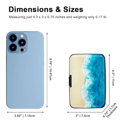 Credit Card Holder, Metal Card Wallet RFID Blocking Mini Slim Aluminum Business Hard Card Case for Women Men (Beach) - color: Beach