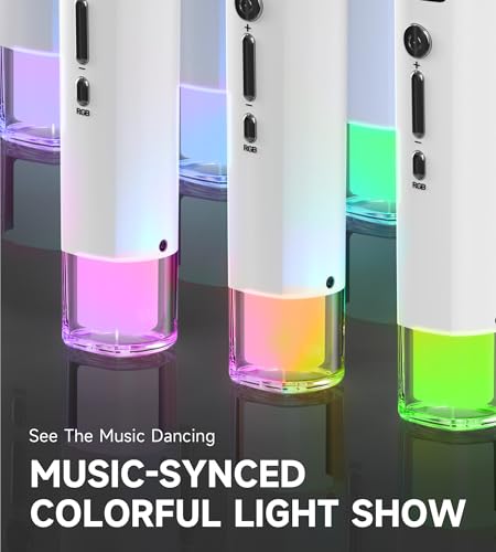 Wireless Microphones, Microphone with One-to-One Chip Connection and LED Lights, 40H Duration, 200FT Range Receiving, Volume Control Karaoke Microphone for Singing, Speech, Home Party, YouTube/TikTok