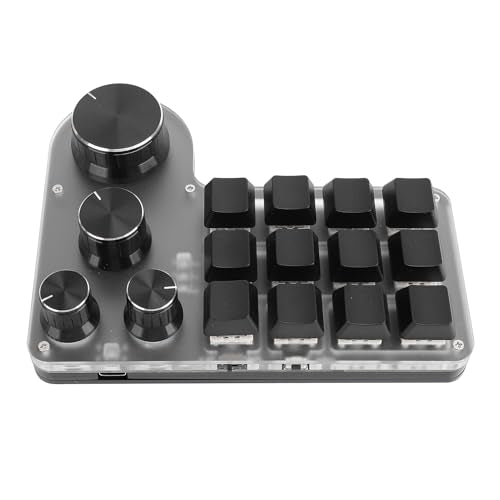 Macro Pad Macro Keyboard, Programmable Keypad Customized 12 Keys Mini Mechanical Gaming Keyboard, One Handed Keyboard Micro Keyboard Macropad 4 Knobs