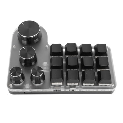 Macro Pad Macro Keyboard, Programmable Keypad Customized 12 Keys Mini Mechanical Gaming Keyboard, One Handed Keyboard Micro Keyboard Macropad 4 Knobs