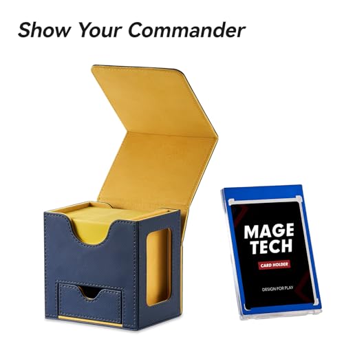Card Deck Box for MTG Commander - Patented Design, Commander Display, Fits 100 Double-Sleeved Cards, 35pt Card Brick & Dice Tray - Blue/Yellow - color: 8. Vault (Blue/Yellow)
