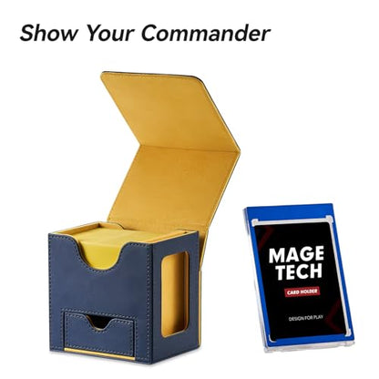 Card Deck Box for MTG Commander - Patented Design, Commander Display, Fits 100 Double-Sleeved Cards, 35pt Card Brick & Dice Tray - Blue/Yellow - color: 8. Vault (Blue/Yellow)