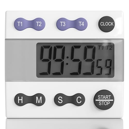 Sper Scientific Portable Digital Kitchen Timer 810015 for Cooking and Baking with Loud Alarm, 4 Channel Timer, Large Display Digital Lab and Cooking Timer, Classroom Timer for Teachers and Students - size: 1 Pack