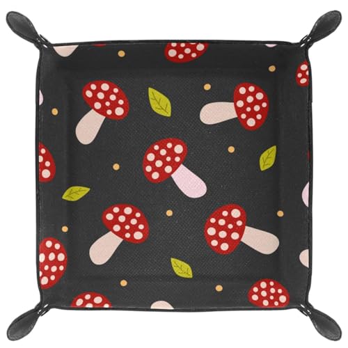 Cartoon Mushrooms Dice Tray PU Leather Dice Rolling Tray Folding Dice Holder for Dice Games, Like RPG, DND and Other Table Games - color: Multi 5