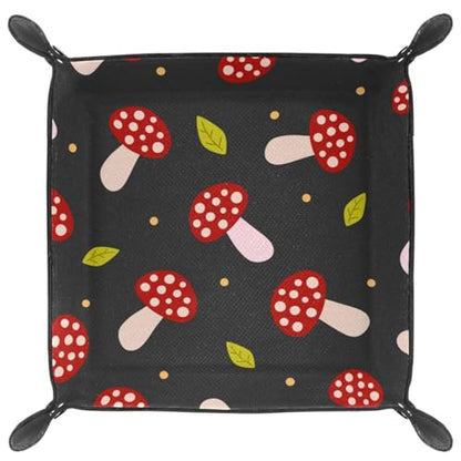 Cartoon Mushrooms Dice Tray PU Leather Dice Rolling Tray Folding Dice Holder for Dice Games, Like RPG, DND and Other Table Games - color: Multi 5