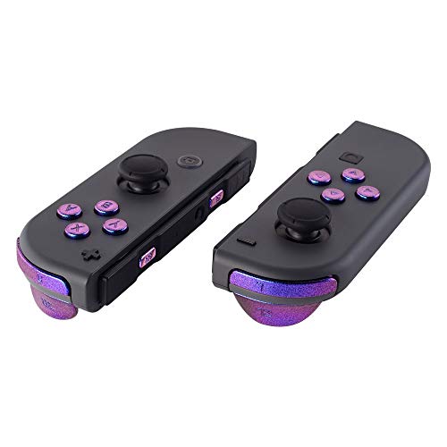 eXtremeRate DIY Full Set Buttons for Nintendo Switch & Switch OLED, Replacement Buttons for JoyCon, ABXY Direction Keys SR SL L R ZR ZL + - Home Capture Trigger Buttons Springs - Chameleon Purple Blue - color: Chameleon Purple Blue