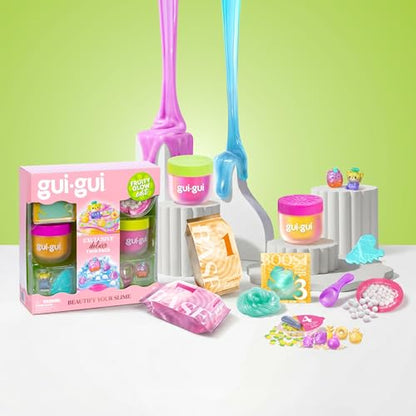GUI GUI Fruity Glow Deluxe Twin Pack Slime Kit, 2 Scented Slimes Jelli & Clear, Beautify Your Slime, 5-Step Beauty Ritual, Includes Gua Sha & Scoop Tools, Ages 6+ - style: Deluxe Pack- Jelli & Clear