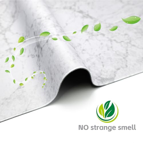 Baziabbo Desk Mat,XXL Extended Large Mouse Pad,Gaming Mousepad with Stitched Edge,Non-Slip Rubber Base Keyboard Desk Pad for Home Office Study Game (White Marble) - color: White Marble