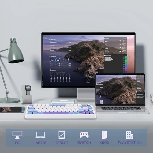 EPOMAKER X Aula F75 MAX Wireless Mechanical Keyboard with TFT Screen and Knob, Gasket Gaming Keyboard in 75% Layout, Hot Swappable, RGB Backlight, for PC/Mac/Linux (Blue&White&Purple) - color: Blue&White&Purple