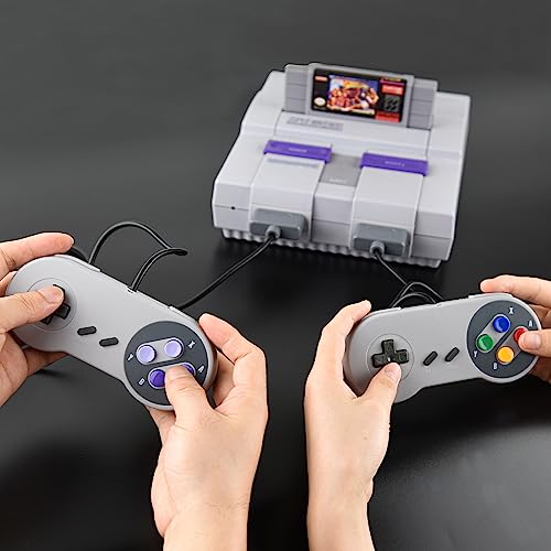 SAFFUN 2 Pack Wired SNES Gamepad Controller - Fully Compatible With Original SNES/SFC [Plug and Play] (Gray/Purple) - color: Wired Gray / Purple
