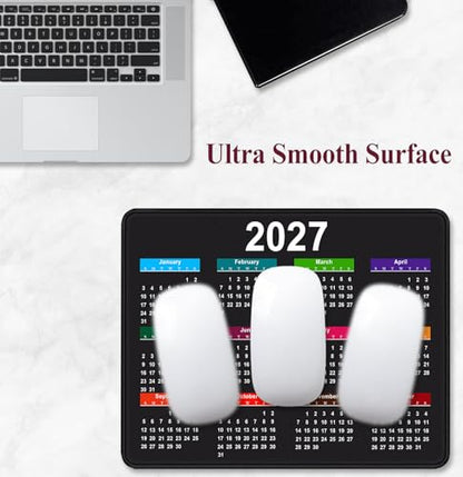 2027 Black Calendar Mouse Pad, Sewn Edge Anti Slip Rubber Office Mouse Pad | High Density Smooth Surface, Anti Slip Rubber Bottom Stable And Not Displaced, Exquisite Lock Edge Wear-Resistant And Durable - color: Black Calendar