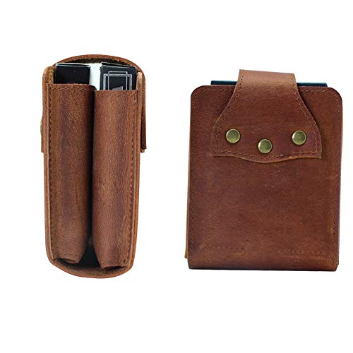Playing Card Case, Genuine Leather Double Playing Cards Deck Holder for Magicians and Poker Players, Camping Holidays Trips - color: Double Deck