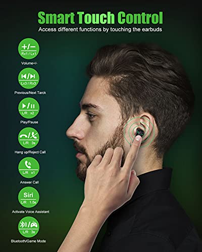 KMOUK Gaming Earbuds, L19-1, Bluetooth 5, Wireless, Gray, 48ms Low-Latency, 20H Playtime, Touch Control, USB-C, Game/Music Mode for PC/Mobile Gaming