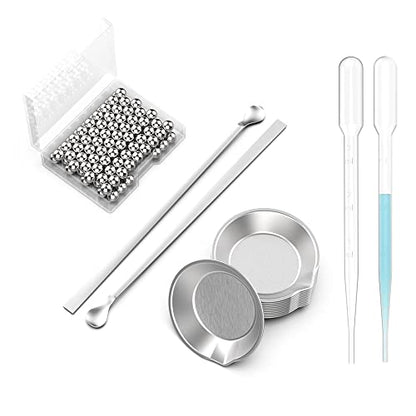DIYESMART 120pcs Paint Mixing Balls 5.5mm/apr. 0.22” (316 Stainess Steel), 20pcs Paint Tray, 2pcs Paint Stirrer and 6pcs 3ml Paint Eyedroppers Suit for Mixing Model Paints, Mixing Nail Polish… - size: 1202022