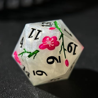 HAOMEJA Resin Flower Dice Set 7pcs/ Sharp Edged Polyhedral Dice/Apply to RPG-MTG/D&D/DND/Role Playing Table Game/Easter/Halloween Party Gift (White) - color: 7 White