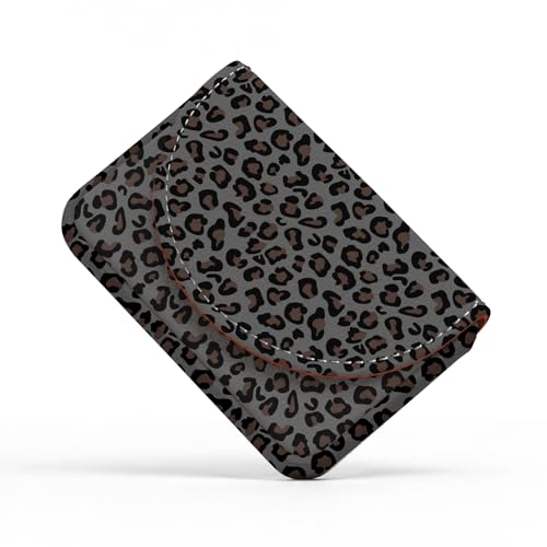 Business Card Holder，PU Leather Business Card Case for Purse，Pocket Travel Name Card Case Holder Wallet for Men Gift，Portable Magnetic Business Card Carrier Gray Leopard Print - color: Gray Leopard Print