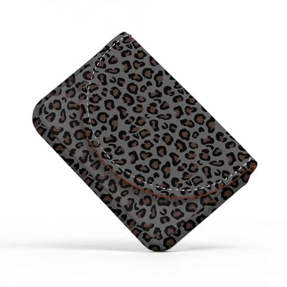 Business Card Holder，PU Leather Business Card Case for Purse，Pocket Travel Name Card Case Holder Wallet for Men Gift，Portable Magnetic Business Card Carrier Gray Leopard Print - color: Gray Leopard Print