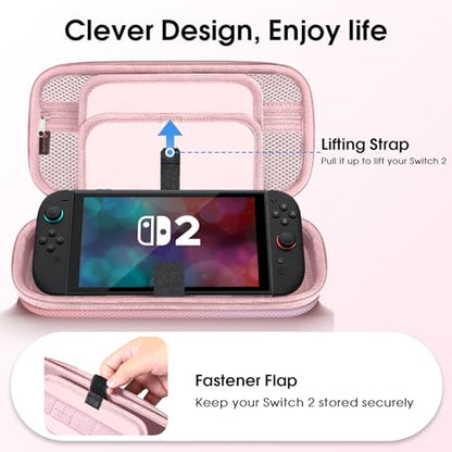 FINTIE Carrying Case for Nintendo Switch 2 (2025), Shockproof Hard Shell Switch 2 Case, Protective Cover Travel Bag with 19 Game Card & 2 Micro SD Card Slots & Inner Pocket, Fantasy Ombre - color: Fantasy Ombre