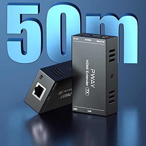 HDMI Extender 165ft Over Single Cat5e/6 Ethernet, Extend 1080P@60Hz Video No Delay, Transmit Audio Video Synchronously, Support 3D, POC, EDID - size: 1x1 1080P 165ft