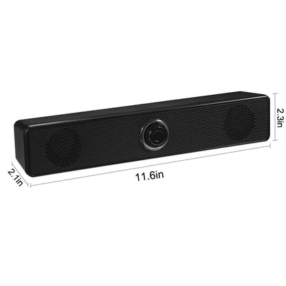 Computer Speakers for Desktop PC, Wired Stereo Speakers with 5.0 Chip/3.5mm Aux, USB Powered Soundbar with Subwoofer, Desk Speakers for Gaming Monitor Music TV Studio, 11.6"×2.4"×2.1", Black - color: Black