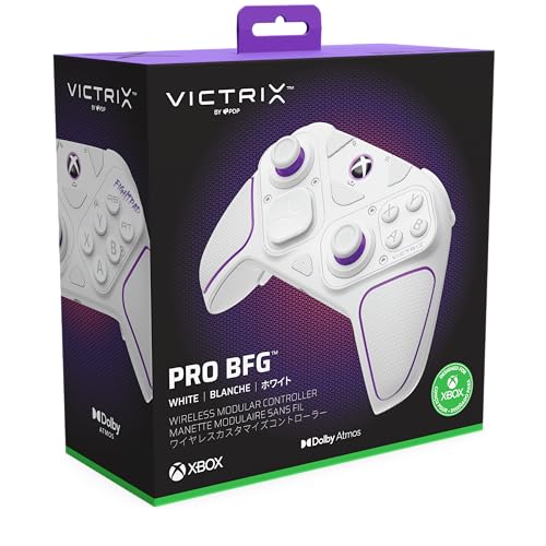 Victrix Pro BFG Wireless Gaming Controller - Xbox Series X|S, Xbox One & PC | Dolby Atmos, 4 Mappable Back Buttons, Interchangeable Thumbsticks & D-Pads, Customizable Hair Triggers & Paddles, White - color: White