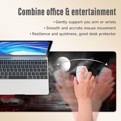 Extended Gaming Mouse Pad, Large Mouse Mat 3 mm Nature Rubber Base Mousepad with Stitched Edges, Non-Slip Desk Mat for Office Home Great Gift 31.5x11.8 Inch (Dark Canyon 3) - color: Dark Canyon 3