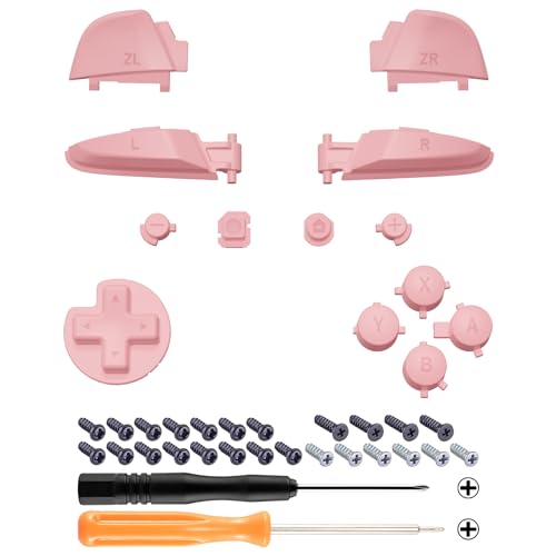 eXtremeRate Puffy Pink Repair ABXY D-pad ZR ZL L R Keys for Nintendo Switch Pro Controller, DIY Replacement Full Set Buttons for Nintendo Switch Pro Controller - Controller NOT Included - color: Puffy Pink