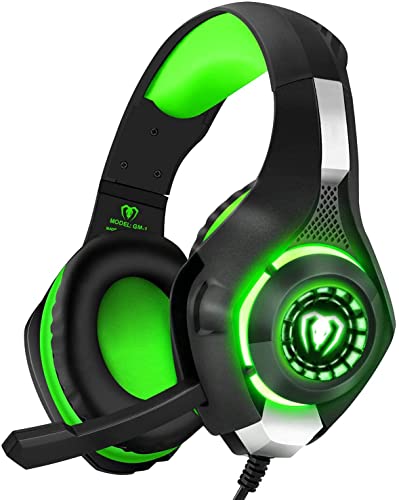 BlueFire Stereo Gaming Headset with Microphone for PS5 PS4 Xbox One Switch PC Mac – Wired Over-Ear Headphones with Surround Sound, Soft Memory Foam, Noise Canceling Mic, Light, 3.5mm Jack (Green) - color: Green
