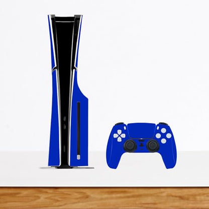 Solid Color Skin Wrap Compatible with PS5 Slim Disc Edition (Blue) | Console Cover Protective Sticker, Game Controller Vinyl Wrap - color: Blue