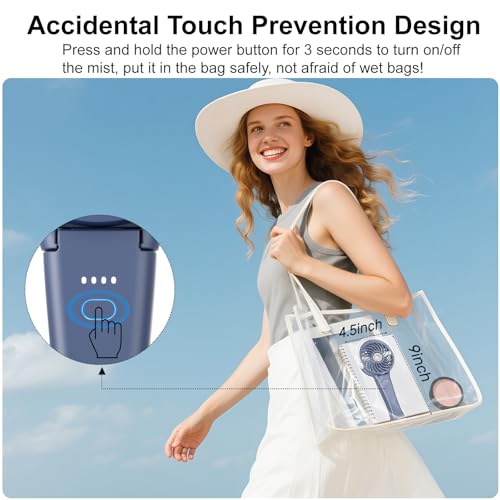 HandFan 4000mAh Upgraded Handheld Misting Fan, 50ml Water Tank, Rechargeable Personal Mister Fan Portable AC, Spray Water Mist Fans, Foldable Cooling Ice Fans for Beach Travel Disney(Royal Blue) - color: Royal Blue, style: 4000mAh