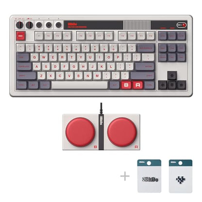 8Bitdo 87 Keys Retro Mechanical Keyboard Bluetooth/2.4G/USB-C, Hot Swappable, Dual Super Programmable Buttons, Volume knob for Windows and Android - N Edition - color: N Edition