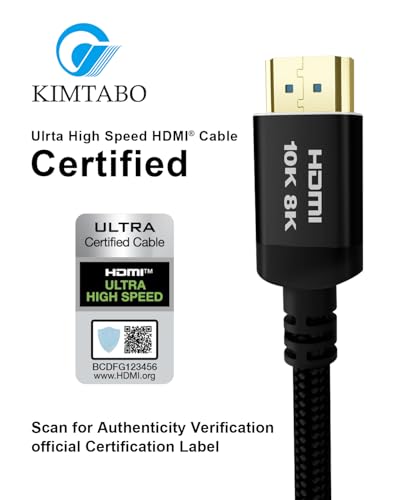 10K 8K 4K Certified HDMI 2.1 Cable, 6 Ft 48Gbps Ultra High Speed HDMI Cable, Support 10K@30Hz 8K@60Hz 4K@120Hz, D-HDR, eARC Dolby Atmos for TV, Projector, Monitor, PS5/4, Xbox, Laptop - size: 6.6 ft, style: Bi directional