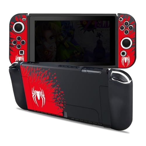 Protective Case for Nintendo Switch OLED, Silicone Switch OLED Case Ergonomic Grips Cover Soft Protective Cover Shock-Absorption & Anti-Scratch Slim Shell Travel Accessories Gifts Spider, Black - color: Black, size: For Switch OLED 7.0 Inch