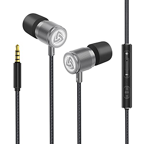 LUDOS Ultra Wired Earbuds in-Ear Headphones, 5 Years Warranty, Earphones with Microphone, Noise Isolating Ear Buds, Memory Foam for iPhone, Samsung, School Students, Kids, Women, Small Ears - Grey - color: Grey, style: 3.5 mm
