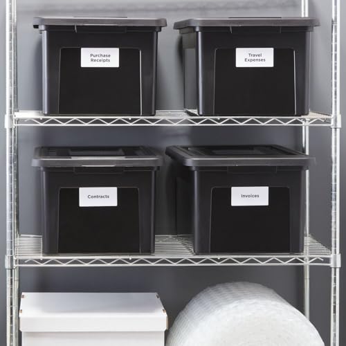 STAPLES File Box Plastic File Box Snap, Letter/Legal Size, Black, 4/Carton - color: Black, size: 4 Pack, style: Box (Snap Lid)