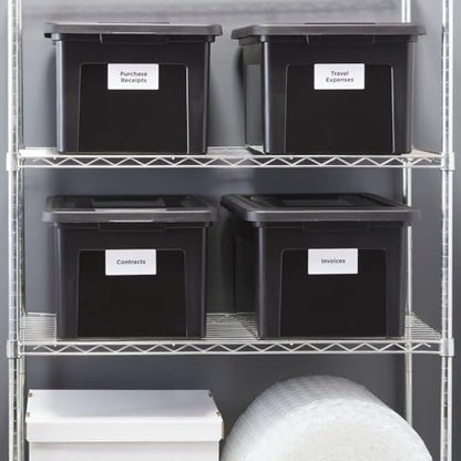 STAPLES File Box Plastic File Box Snap, Letter/Legal Size, Black, 4/Carton - color: Black, size: 4 Pack, style: Box (Snap Lid)