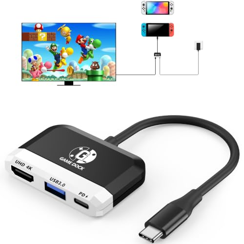 Switch Dock for Nintendo Switch 2/Switch/OLED, 3-in-1 Portable TV Dock with 4K@60Hz HDMI USB 3.0 Port USB C PD 100W Charging,Mini Travel Dock Replacement for Switch Docking Station - color: Black