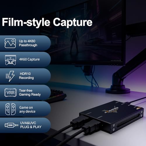 AVMATRIX 4K60 HDMI2.0 Game Capture Card USB 3.1 for PC/PS5/Switch Streaming | Zero-Latency Pass-through for Lag-free Gaming,4K60 Capture for Twitch/YouTube Streaming,Plug & Play with OBS, Zoom