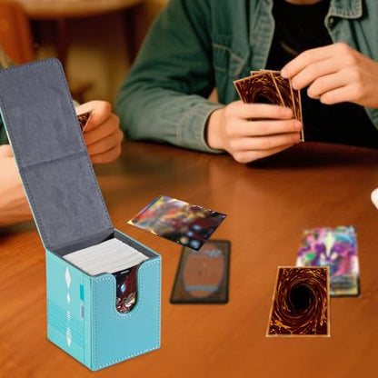 Card Deck Box Fits for YGO MTG,100+ Card Storage Box Trading Games PU Leather Storage Premium Deck Case (Game Blue) - color: Game Blue
