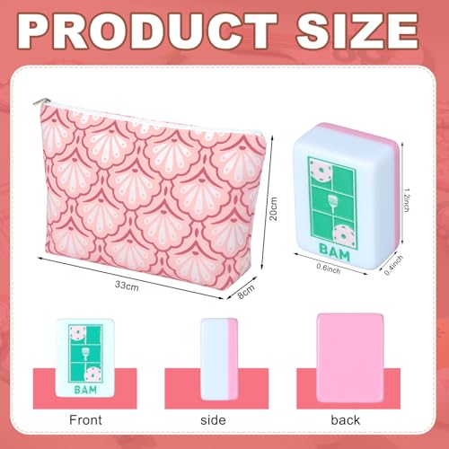 Cuffbow Dinkball-Themed Engraved American Mahjong Tile Set 160 Quality White Tiles (1.2 Inch, Tiles Only) Mini American Mahjong Game Set for Ideal Gifts, No Additional Accessories(Dinkball,Pink) - color: Pink, style: Dinkball