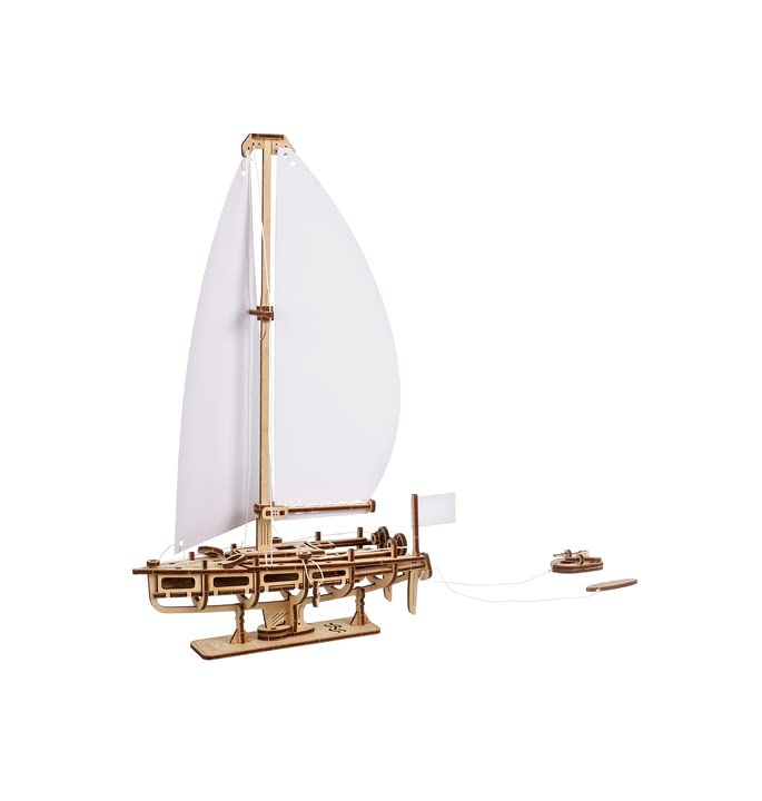 UGEARS Ocean Beauty Yacht 3D Wooden Puzzles for Adults - Mechanical Wooden Model Kits for Adults to Build - DIY Puzzle Boat with Paper Sails - Brain Teaser Building Set 3D Puzzle