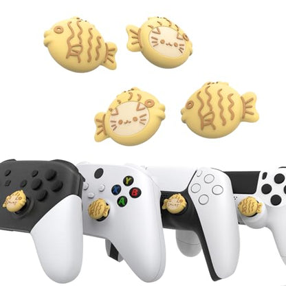 PlayVital Cute Thumb Grip Caps for Nintendo Switch 2 Pro, Switch Pro Controller, Joystick Caps Cover for ps5, Edge, ps4, Xbox Series X/S, Xbox One, Elite Series 2 Controller - Taiyaki Kitten - color: Taiyaki Kitten