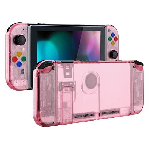 eXtremeRate DIY Replacement Shell Buttons for Nintendo Switch, Back Plate for Switch Console, Housing with Colorful Buttons for Joycon Handheld Controller - Clear Cherry Pink [No Electronics Parts] - color: Cherry Pink