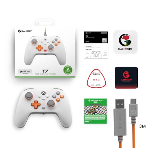 GameSir T7 Wired Controller with Hall Effect Joysticks, Plug and Play Gaming Gamepad for Xbox Series X|S, Xbox One, Windows 10/11 & Steam, 3.5mm Audio Jack