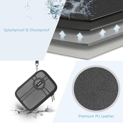 JSVER PU Leather Hard Shell Carrying Case for GoPro Hero13/12/11/10/9/8/7, AKASO EK7000 / Brave 4 4K / Brave 7 LE/Brave 8 / V50X and Insta360 - size: Large-T2