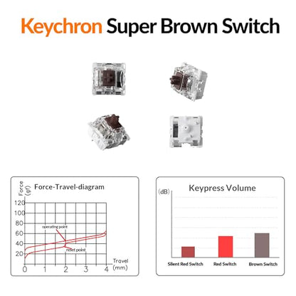 Keychron K10 Full Size 104 Keys Bluetooth Wireless Mechanical Gaming Keyboard for Mac Windows with Keychron Super Brown Switch, Multitasking/White LED Backlight/USB C Wired Computer Keyboard - color: Keychron Super Brown Switch