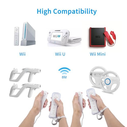 TechKen 2 Pack Wii Remote Controller and Nunchuck with Silicone Case and Wrist Strap for Wii Wii U - color: 2white