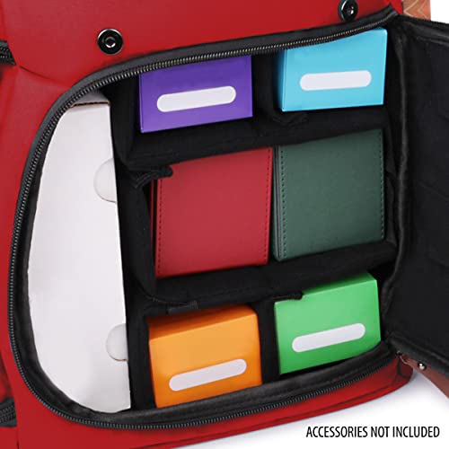 ENHANCE Designer Edition TCG Backpack - MTG Deck Bag Card Binder Space, TCG Deck Box Storage, MTG Playmat Holder - Card Storage Compatible with Magic the Gathering, Pokemon, Lorcana (Canvas Red) - color: Canvas Red