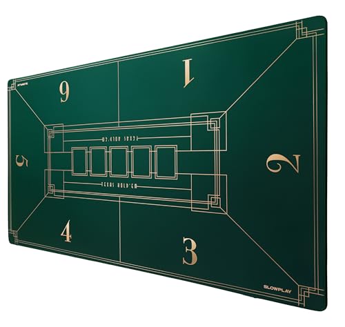 SLOWPLAY Nash Poker Mat, Ultra Smooth, Portable, Art Deco Layout | Velvety smooth surface; non-slip rubber base; hemmed edges; lightweight, easy to carry; exquisite Art-Deco design - color: 47 X 27 Inch